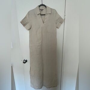 Beige Short Sleeve Linen Tunic